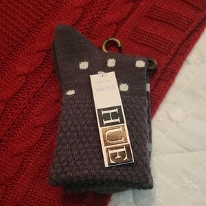 HUE Charcoal and White Polka Dot Socks